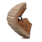 abordables sandales d&#039;extérieur-Baskets d&#039;extérieur pour hommes en cuir marron avec tige en mesh, semelle intérieure coussinée et semelle en caoutchouc durable pour le sport, la randonnée et les aventures actives en plein air