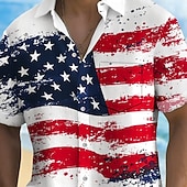 ieftine Patriotice 250 tricouri-Ziua Independenței Bărbați Drapelul SUA american 4 iulie - 250 de ani de existență a Statelor Unite Patriotic Cămașă Cămașă de vară Camașă cu nasturi Manșon scurt Moda Casual Concediu Vară Primăvară