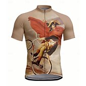 abordables Maillots pour hommes-Homme Maillot de cyclisme Manche Courte Cyclisme Maillot Top avec 3 poches arrière Résistant aux UV Séchage Rapide Fermeture Éclair Frontale Bandes réfléchissantes Kaki Des sports Vêtement Tenue