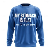 billige Morsomme hettegensere-Herre Tekst Morsom Slang Genser Mote Daglig Langermet Crew-hals Svart Hvit Crewneck 3D Alle årstider Designer