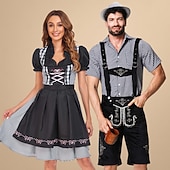  Slušivý kostým na Oktoberfest - Dirndl pro ženy nebo Lederhosen pro muže alpské německé bavorský pivní šaty ideální na pivní festival párty Halloween tematickou párty - prodává se zvlášť pro něj a