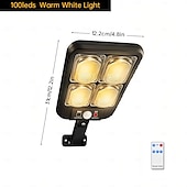 cheap Outdoor Wall Lights-100/200led Solar Street Light IP65 Waterproof Solar Outdoor Motion Sensor Lights Solar Wall Light with Remote for Garden Yard  1PC