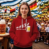 levne Mikiny s kapucí-Pivo Oktoberfest Kapuce Tisk Přední kapsa Grafika Pro Dámské Dospělé Karneval Pivo Oktoberfest Horká ražba Dovolená Párty