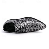 tanie Formalny-czerwone buty wizytowe z nadrukiem w panterkę dla mężczyzn – modne buty sznurowane dla panów podążających za modą, odpowiednie na imprezy i nieformalne wydarzenia