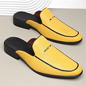 billige Tresko til herrer-gule perforerte slip-on loafers for menn – dristig farge med pustende design, lette og stilige for sommerutflukter, bilkjøring og uformelle kontorantrekk