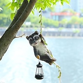 halpa Maisemavalot-1 kpl kiipeilevä pesukarhupatsas, jossa on aurinkokennolla toimiva vedenpitävä valo, puutarhaterassilla ja parvekkeella riippuva koristevalo, söpö eläinmaisemavalo