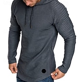 economico maglione pullover da uomo-Per uomo Maglione Felpa con cappuccio Maglione a maglia A Coste Maglia Top Regolari Pieghe Semplice Con Cappuccio Moda Essenziale Vacanza Abbigliamento quotidiano Abbigliamento Primavera Autunno Nero