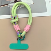 abordables Otras carcasas-Cuerda corta de moda de dos pliegues a juego con colores, cuerda corta de muñeca simple, cuerda colgante de doble capa, firme y resistente, antirroturas y anticaídas, cuerda para colgar teléfonos