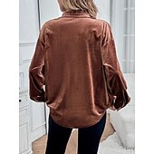 preiswerte Damen Einfache Oberteile-Damen Hemd Einfarbig Elegant Stilvoll Lässig Langarm Hemdkragen Normale Oberteile Täglich Knöpfe Rote Blau Braun Grün Sommer Frühling