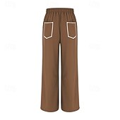 billige brede ben og høy midje-Dame Joggebukser Bukser Rett Fritid Treningsklær Lang Middels midje Lapper Lomme Elastisk snordesign Høyt snitt Pusteevne Myk Mikroelastisk Feriereise Gate Dagligdagstøy Svart Militærgrønn Navybl