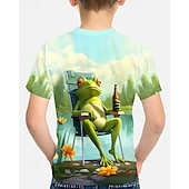 billiga Pojkens 3D-djur-Pojkar 3D Djur T-shirt Kortärmad Sommar Vår Mode Grundläggande Barn 4-12 år Rund hals Utomhus Ledigt Dagligen Normal