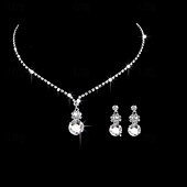 Bridal Jewelry Sets 1 set Rhinestone Alloy Earrings Necklace Women's Stylish Artistic Simple Jewelry Set For Wedding Special Occasion Party Evening Wear4