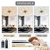 cheap Ceiling Fan Lights-Ceiling Fan with Lighting Modern LED Dimmable Fan Ceiling Light with Fan and Remote Control Timing Quiet Acrylic Flower Shape Ceiling Lamp for Bedroom Kitchen Dining Room Living Room