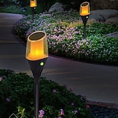 cheap Pathway Lights &amp; Lanterns-1 Pc Outdoor Waterproof Solar LED Torch Ground Plug Light Lawn Garden Courtyard Path Halloween Christmas Festival Flame Jumping Decorative Light Landscape Light