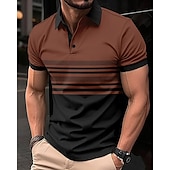 cheap Men&#039;s Classic Polo-Men&#039;s Golf Shirt Golf Polos Shirts Work Casual Lapel Short Sleeve Basic Modern Striped Buttons Summer Regular Fit White Pink Red Royal Blue Green Khaki Golf Shirt