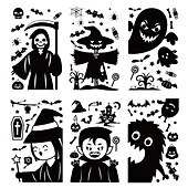 levne Halloween samolepky-6 listů halloweenských samolepek na okna, dekorace s oboustrannými obtisky, dýňová kostra, statické samolepky na sklo, výlohy a halloweenské párty potřeby.