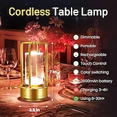cheap Table&amp;Reading Lights-Crystal Lantern Light, Czgor Battery Operated Rechargeable Cordless Crystal Table Lantern Lamp with 3-Color, Portable Small LED Desk Lamp for Indoor/Outdoor Patio Camping Bedroom Bar Restaurant