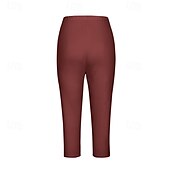 baratos Leggings lisas-Mulheres Calças Capri Leggings Moda Casual Comprimento da panturrilha Cintura Média Tecido Cintura elástica Confortável Respirabilidade Com Stretch Férias Rua Roupa Diária Amarelo Claro Vinho
