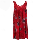 preiswerte Ausgefallene Kleider-Damen Langes Kleid Maxikleid Freizeitkleid Schwingkleid Sommerkleid Unterkleid Mode Modern Täglich Strand Wochenende Normale Passform Grafik Ärmellos Rundhalsausschnitt Schwarz Weiß Gelb Wein Sommer