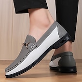 cheap Men&#039;s Slip-ons &amp; Loafers-Men&#039;s Green and White Faux Leather Moccasin Loafers Fashion Slip-On Driving Shoes for Casual Wear and Spring Outfits