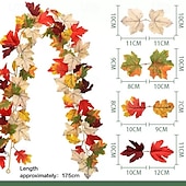 cheap Thanksgiving &amp; Fall Decoration-Fall Artificial Maple Leaf Garland, Halloween and Thanksgiving Harvest Vine Decoration, Realistic Faux Autumn Leaves for Indoor and Outdoor Use