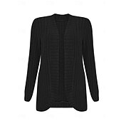abordables Cardigans et vêtements d&#039;extérieur-Femmes Veste Décontractée Respirant Confortable Patchwork Mode Occasionnel Uni Vacances Rue Occasionnel Tenue quotidienne Ouvert devant Régulier Sans Col Coupe régulière manche longue Vêtements