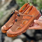 billige Utendørs sandaler-Brune utendørssandaler for menn – fasjonable lette sandaler med justerbare stropper for sommerens fotturer, strandturer og uformell friluftsliv