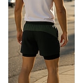 baratos Calções de corrida-Homens Shorts de Corrida shorts com meia-calça Cintura elástica Calção Desportos e Ar livre Casual Algodão Secagem Rápida Leve Respirável Tênis Cooper Corrida Normal Roupa de esporte Roupas Esportivas