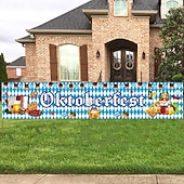 Oktoberfest Fence Banner for German October Fest Themed Party Decoration Blue Bavarian Flag Check Hanging Banners for Beer Party Supply4