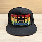 baratos Luzes decorativas-Boné snapback com LED ativado por som, chapéus com LED, boné de beisebol com exibição de mensagem, para festa de Natal e Halloween