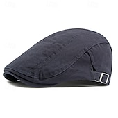 olcso Férfi kalapok-Férfi Vadászsapka Ascot Hat Newsboy Hat Fekete Sötétkék 100% pamut Divat Alkalmi Utca Napi Sima Állítható Fényvédő Légáteresztő