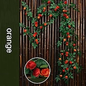 economico Piante e Fiori Artificiali-Bocciolo di rosa artificiale da appendere alla parete, finto fiore rampicante per decorare tubi del condizionatore e del riscaldamento, pianta rampicante in plastica per nascondere e decorare la casa