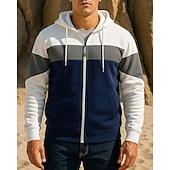 preiswerte Laufjacken-Herren Laufjacke Outdoorjacke Tasche Kordelzug Langarm Oberteil Athleisure Herbst Winddicht Wandern Laufen Sportbekleidung Sportkleidung Patchwork Weiß Rote Blau