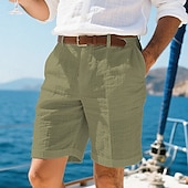 billiga Semester-Herr Shorts Linne Shorts Sommarshorts Beach Shorts Ficka Knappar Slät Komfort Andningsfunktion Kort Semester Helgdag Strand Hawaiisk Boho Svart Vit