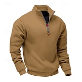 abordables Sudaderas Básicas_-Hombre Sudadera Sudadera con un cuarto de cremallera Albaricoque Negro Blanco Vino Rojo Media cremallera Plano Deporte Diario Festivos Poliéster Ropa de calle Básico Casual Primavera Otoño Ropa
