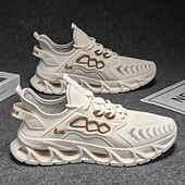 billige Sneakers til herrer-gule herresneakers med flammedesign, lett, pustende overdel, komfortabel passform for løping, trening og hverdagsbruk
