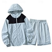 abordables Chándales-Hombre Tracksuit Conjunto deportivo 2 Piezas Deportivo Manga Larga Protección Solar Transpirable Secado rápido Ropa de deporte Ropa de Deporte Bloque de color Rosa Azul Morado