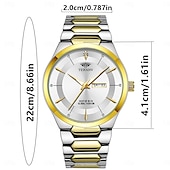 baratos Relógios Quartz-Relógio de quartzo masculino da moda com pulseira de aço, design simples e mostrador circular ipx7 à prova d&#039;água, calendário luminoso, data, relógio de quartzo