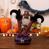お買い得  ハロウィンの吊るし飾りとテーブルトップ装飾-ハロウィーンの逆さまのエルフの脚の卓上装飾、折り曲げられる不気味なシーンの小道具、お化け屋敷のホラーディスプレイの装飾