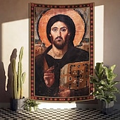 Недорогие Религиозный гобелен-Средневековый гобелен висячий гобелен византийское искусство большой гобелен настенная роспись фотографический фон одеяло занавеска декор для дома спальни гостиной Христос Пантократор