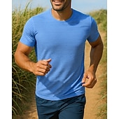 Χαμηλού Κόστους T-shirts και αμάνικα μπλουζάκια για τρέξιμο-Ανδρικά Τρέξιμο Top Tricou de Alergat Κοντομάνικο Μπλουζάκι Αναπνέει Γρήγορο Στέγνωμα Ελαφρύ Ελαστικό Τέννις Γκολφ Τρέξιμο ΑΘΛΗΤΙΚΑ ΡΟΥΧΑ Ρούχα Γυμναστικής Ριγέ Μαύρο Λευκό Θαλασσί