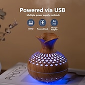 economico lampada da comodino-Umidificatore a venature del legno - Mini umidificatore a forma di fiore con umidificatore a nebbia fredda per camera da letto/scrivania/auto/ufficio, 2 modalità di nebbia, spegnimento automatico