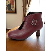 abordables années 1930-Bottines bordeaux pour femmes des années 1920 avec talon chaton et bride à boucle, bottines de style vintage pour l&#039;automne et le quotidien