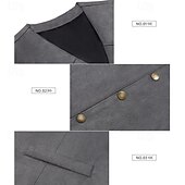 preiswerte Herrenweste-Herren Weste aus Wildlederimitat Weste Gilet Wildlederweste Outdoor Täglich Vintage Frühling Herbst Tasche Knöpfe Polyester Bequem Einfach Einreihig Ein-Knopf V Ausschnitt Normale Passform Schwarz