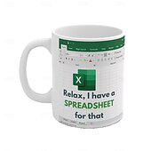 tanie Kubki i filiżanki-kubek excel, zabawny ceramiczny kubek do kawy do biura 330 ml/12 uncji, prezent dla białych kołnierzyków w stylu arkusza kalkulacyjnego dla współpracownika, analityka, księgowego, szefa, dekoracja