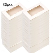 お買い得  キッチン用品＆小物-30個の透明紙製ベーカリーボックス、クッキー、ケーキ、キャンディー用の小さなスナック容器。結婚式、誕生日、クリスマス、感謝祭、バレンタインデー、母の日、オクトーバーフェストに最適です。