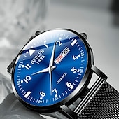 cheap Quartz Watches-A New Milan Stainless Steel Bracelet Business Quartz Watch With A Px7 Water Resistance Rating And Luminous Date And Day Display. It Is A Fashionable Trendy Casual And Versatile Sports Men&#039;S Business