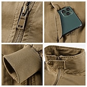 preiswerte Cargo-Jacken-100% Baumwolle Herren Bomberjacke Taktische Jacke Motorradjacke Outdoor Casual Weich Mehrere Taschen Frühling &amp;Herbst Uni Nationalflagge lässig bequem Stehkragen schwarz weiß khaki grün