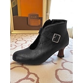 abordables années 1930-Bottines bordeaux pour femmes des années 1920 avec talon chaton et bride à boucle, bottines de style vintage pour l&#039;automne et le quotidien