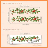 Χαμηλού Κόστους Αυτοκόλλητα Τοίχου-αυτοκόλλητο τοίχου με φρέσκια φράουλα και λουλουδάτο αμπέλι, αυτοκόλλητο διακοσμητικό τοίχου για διακόσμηση φόντου σαλονιού, κουζίνας και υπνοδωματίου